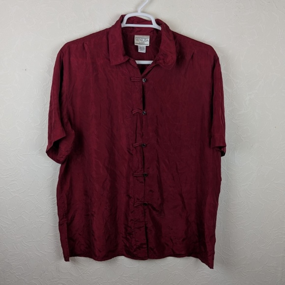 Venezia Tops - VENEZIA VITALE Womens Plus Silk Button Down Shirt